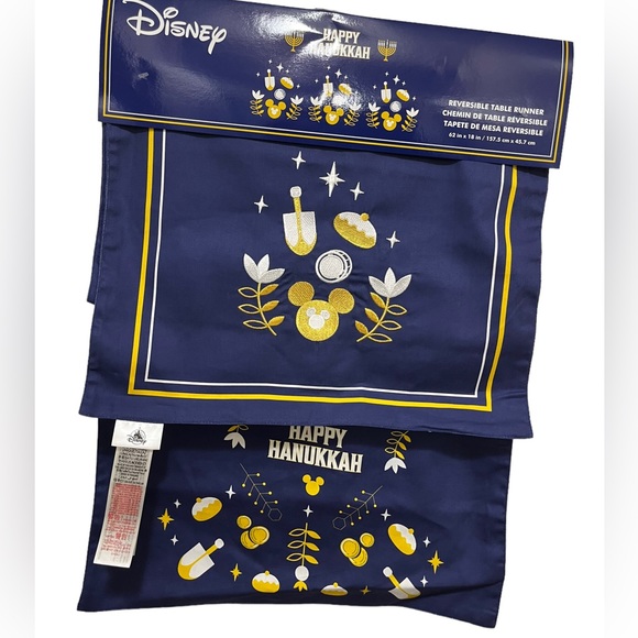 DISNEY PARKS HANUKKAH REVERSIBLE TABLE RUNNER - Picture 1 of 7